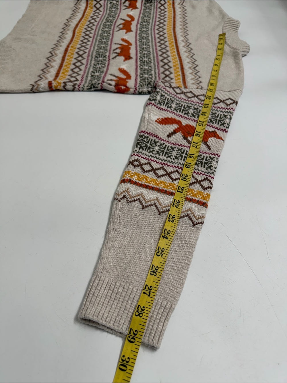 Talbots Fox Fair Isle Mock Neck Sweater Medium Button Shoulder Cottagecore Fall - Picture 9 of 10